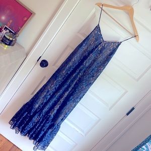 Bright navy maxi dress with lace overlay